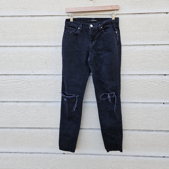 J Brand Jake busted knee boyfriend jeans in Gothic black size 24 29.5 in inseam - Picture 1 of 7